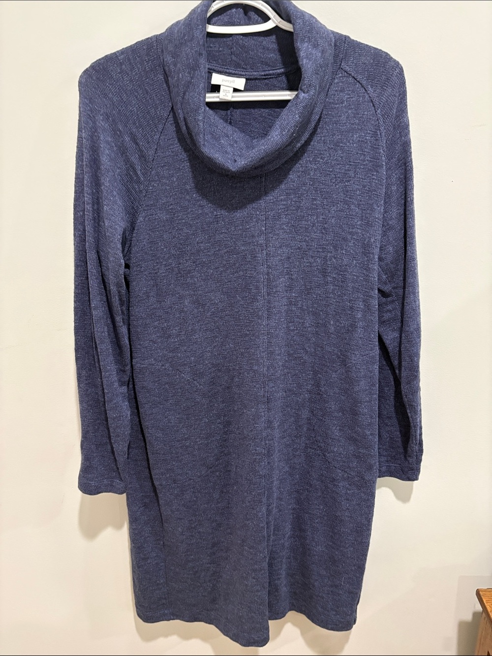 J. Jill Heathered Indigo Cowl-Neck Midi Dress